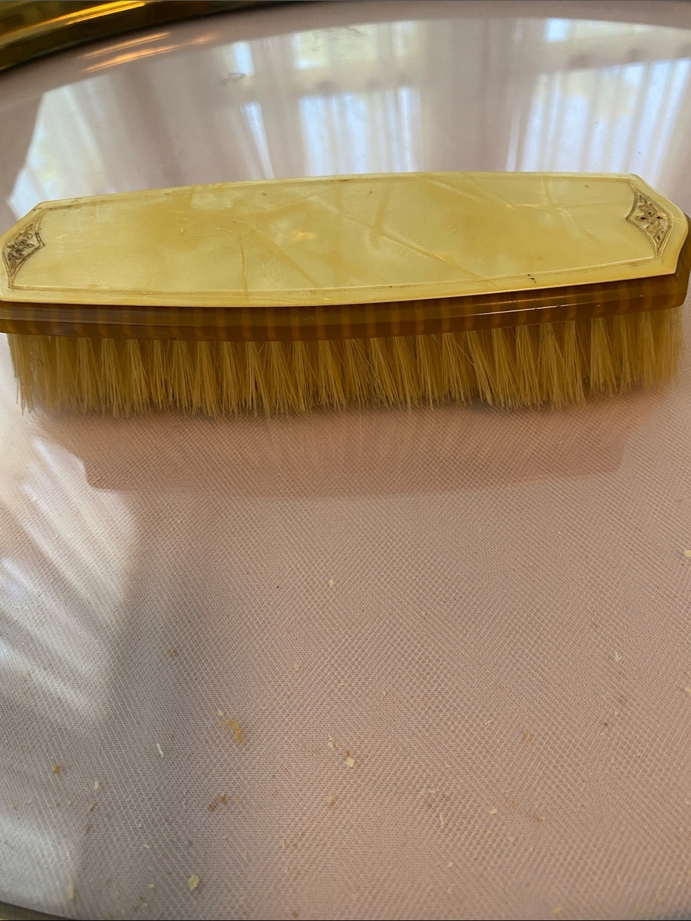 Antique Vintage clothes Brush in Pale Yellow